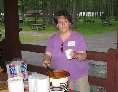 Sue Higham Foley Serving the Beans
Susan Higham Foley and the Foley "Recipe"
