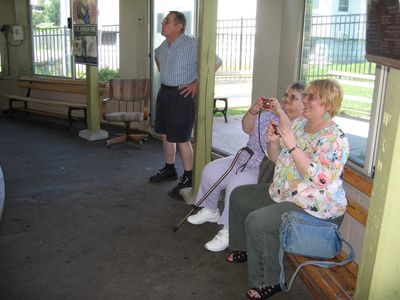 Dave Smith and Family Visit Carousel Tour 6
Avid watchers of the carouselers.  Dave, Evelyn, and Sheri.
