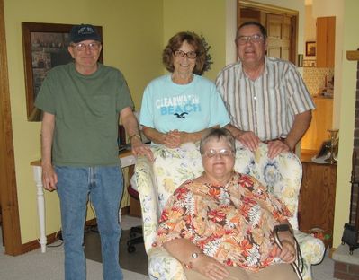 Dave Smith and Family Visit Camden Tour
A visit with cousin, Charlie, and Pat.  L to R: Charlie, Pat, Dave, and Evelyn (seated) 

