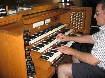 Dave Smith Visit at the Organ 4
Dave at the organ at Our Lady of Sorrows Church
