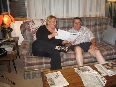 Dave Smith and Family Visit Singing at Home
Sheri and Dave harmonize at the Highams
