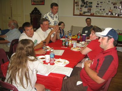 Reunion 2012
Table, clockwise: Katie Higham (back to camera), Andy Foley, Ted Foley, Joe Higham, Laurel Higham, Mark Glazer (at rear), Sue Higham Foley, and Adam Phoenix 
