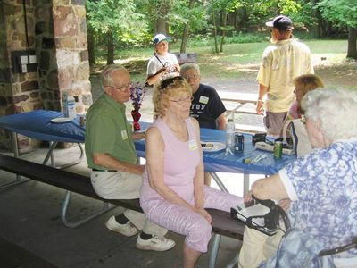 Reunion 2014 Green Lakes S.P.
Foreground: Bob Abrams; Jan Rung Abrams; Jane Curtiss Watkin
