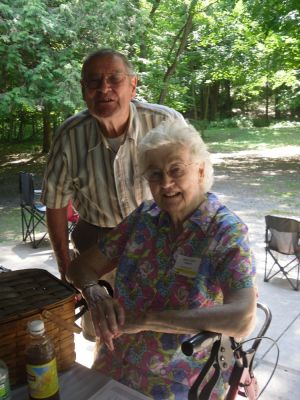 2015 Family Reunion, July 11, 2015
Dave Smith and 2nd Aunt Jane Curtiss Watkin
Their common ancestors are Heman and Lizzie Woods Curtiss
