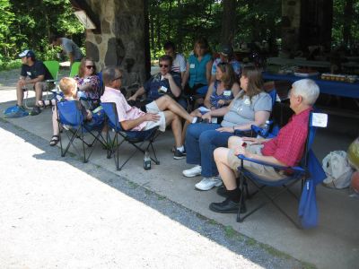2015 Family Reunion, July 11, 2015
Foreground at far left: Adam Phoenix; David Higham, standing; 
Seated, back to camera: Sam Hughes; Ben Hughes;
Seated: Jane Higham; Joe Higham; Ann Higham Hughes; Sheri Smith Diefenbacher; Clive Diefenbacher;
Rear on bench: Tyler Entwistle; Joan Higham Entwistle; Justin Entwistle
