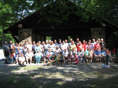 2015 Family Reunion Group Photo, July 11, 2015
54 attending.  
Green Lakes State Park, Fayetteville, NY
Row 1 (on the ground) L to R: Mary Higham Glazer; Cole Entwistle; Eli Glazer; Rita Lukaszewski; Clare Lukaszewski; Mary Lukaszewski
Row 2 (seated): Katie Higham Phoenix; Jan Mack Higham; Dave Smith; Evelyn Grinnel Smith; Mary Smith Taglieri; Jane Curtiss Watkin; Chris Curtiss-Rivers; Miriam Smith Parmelee; Steve Smith; Joe Lukaszewski, holding Monica Lukaszewski; Bob Sauerzopf; Betty Higham Sauerzopf, holding Charlie Knieren;
Row 3: Jack Higham; Mark Glazer, holding Audriann Glazer; Laurel Higham; Ann Higham Hughes; Sam Hughes (in front); Riley Hughes; Ben Hughes; Joe Higham; Joan Higham Entwistle; Justin Entwistle; Jane Higham; Richard Taglieri; Clive Diefenbacher; Sheri Smith Diefenbacher; Joe Hughes; Adam Phoenix; Dave Higham; Tyler Entwistle; John Sauerzopf; Cathy Cox; Jim Parmelee; Florie Parmelee; Peter Lukaszewski; Christopher Lukaszewski; Luisa Deanda Lukaszewski; Johnathan Lukaszewski; Michael Smith; Ginger Lougheed Smith; Andrew Smith; Garret Smith
Missing from photo, but attending:
Becca Smith Tousant; Bella Tousant; Blake Tousant
