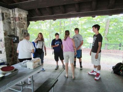 2016 Family Reunion July 9, 2016
L to R: Jan Mack Higham; Joan Higham Entwistle; Shane Thompkins, guest; Justin Entwistle; Tyler Entwistle; (back to camera) Ann Higham Hughes
