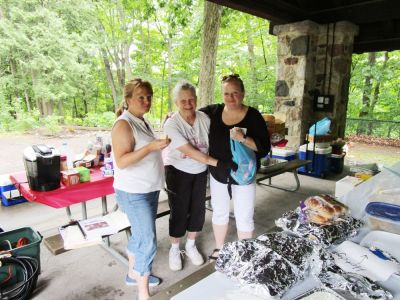 2016 Family Reunion July 9, 2016
Jan Mack Higham and "bookends," Joan Higham Entwistle and  Jane Higham 
