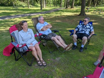 2022 Family Reunion July 9, 2022 VBSP
Higham Sibs Chillin'
Ann Higham Hughes; Jim Higham; Joe Higham
