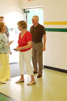 Sunday Party at OLS School
Guests: Jack and Jan Higham greet Mary D'Angelo
