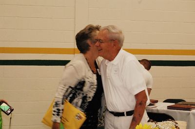 Sunday Party at OLS School
Guests:  Cathy Mack Wilson greets her dad, Joe Mack.
