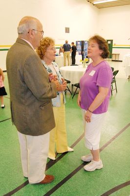 Sunday Party at OLS School
Guests.  Tom and Mary D'Angelo are greeted by Susan Higham Foley
