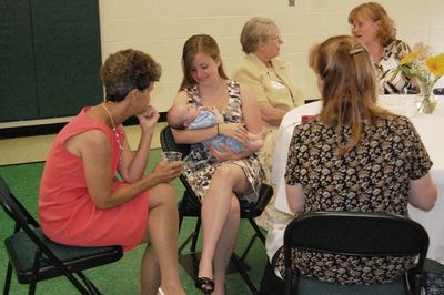 Sunday Party at OLS School
Guests: L to R: Peg Higham; Katie Higham, holding Eli Glazer; Louisa Matula; (back to camera) Mary Glazer; Jane Higham
