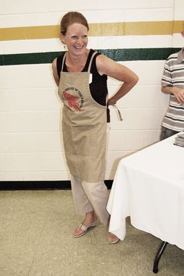 Sunday Party at OLS School
Food prep.  Ann Hughes in stylish "prep wear"
