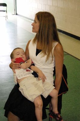Sunday Party at OLS School
Guests: Aunt Cathy Higham holds a sleeping Cole Entwistle
