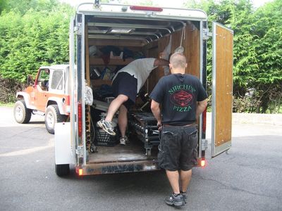 Friday/Saturday Breakfast and Picnic
The catering Foley trailer gets unloaded by Ted and Andy.
