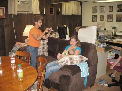 Friday/Saturday Breakfast and Picnic
Picnic: Katie Higham, oldest grandchild holds Eli Glazer, youngest grandchild.  Peg Higham snaps the pic.
