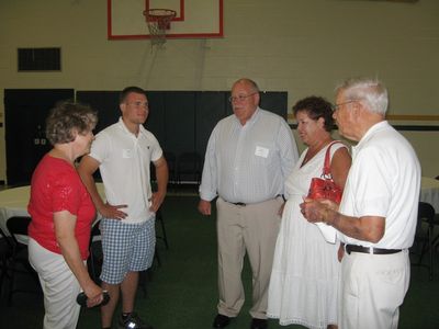 Sunday Party at OLS School
Guests: Jan Higham greets Andy Foley; Dan and Helen Mack; Joe Mack
