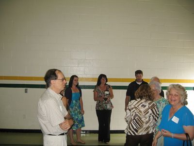 Sunday Party at OLS School
Guests: Jane Higham (back to camera) greets: (foreground) Ed and Debbie Fanning Carlone; (background) Amy Knowlton; Pam Fanning Chappell; Greg Chappell; and Eileen and Harold Fanning
