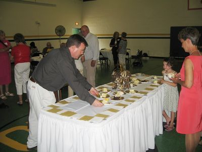 Sunday Party at OLS School
Cake: Joe Higham serves cake, watched by Silvi Howey and Peg Higham
