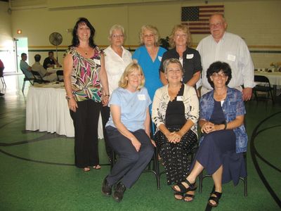 Sunday Party at OLS School
Guests: Cousins: (Seated) Denise Paukett Signor; Cathy Mack Wilson; Pat Fanning Livingston; 
(Standing) Pam Fanning Chappell; Barbara Mack Perkins; Debbie Fanning Carlone; Cindy Fanning Knowlton; Dan Mack
