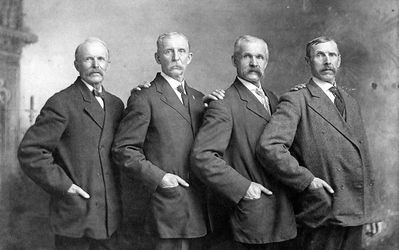 Seubert Brothers
The Seubert Brothers, sons of Andrew and Regina Keiser Seubert.
L to R: John, born 1841; Michael Charles, born 01/05/1848; Joseph J., born 1860; and George William, born 04/30/1855
