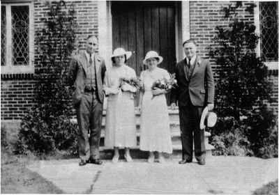 Higham / Walker Family
Marriage Photo of Wilfred and Mildred Walker Higham
L to R; Fred Kenfield; Clarissa Porter, Mildred Violet Walker Higham; Wilfred Higham 
July 25, 1934 Richland, NY
(Fred and Clarissa married in later years)

