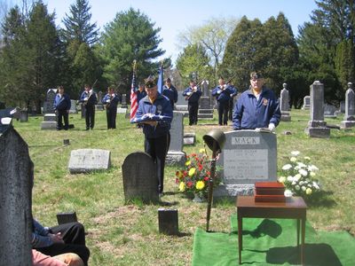 John H. Mack Funeral
American Legion contingent, including color guard and bugler, conduct the military rite for John's interment in Mount Evergreen Cemetery on April 13, 2012 in Woodstock, NY.
