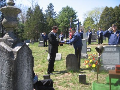 John H. Mack Funeral
Colin Nelson, grandson of John Mack receives the American flag from the American Legion representative, April 13, 2012
