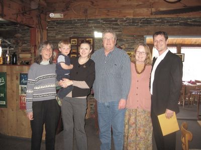 John H. Mack Funeral
At the Reservoir Inn following John's funeral service:
From L to R: Lois Mack McLeod; Bennett Harrison; Dael Nelson Harrison; Richard Nelson; Nancy Mack Nelson; Colin Nelson
